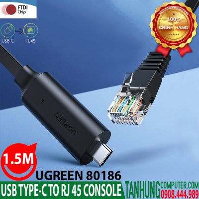 Cáp Lập Trình Console USB Type-C to RJ45 FTDI Ugreen 80186 dài 1.5m chính hãng cao cấp