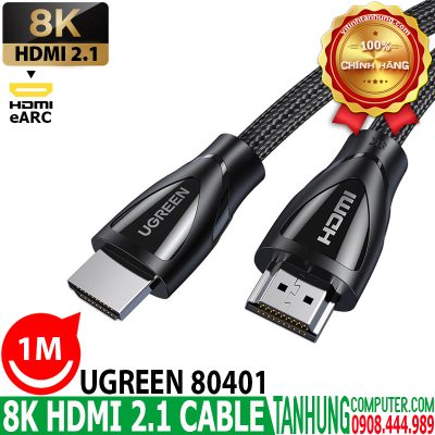 Cáp HDMI 2.1 Ugreen 80401 dài 1M độ phân giải 8K@60Hz Cao Cấp (Sợi Cotton)