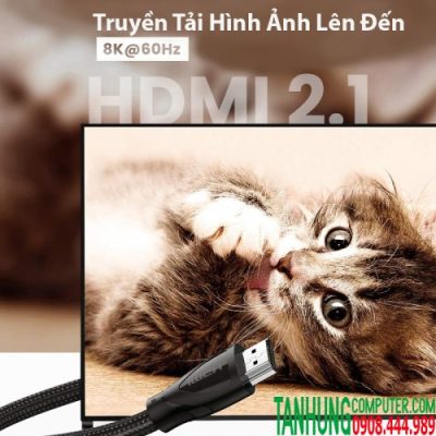 Cáp HDMI 2.1 Ugreen 80403 dài 2M độ phân giải 8K@60Hz Cao Cấp (Sợi Cotton)