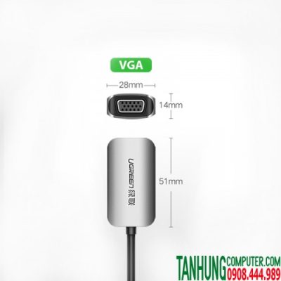 Bộ chuyển USB-C sang VGA Ugreen 50316 vỏ nhôm cao cấp