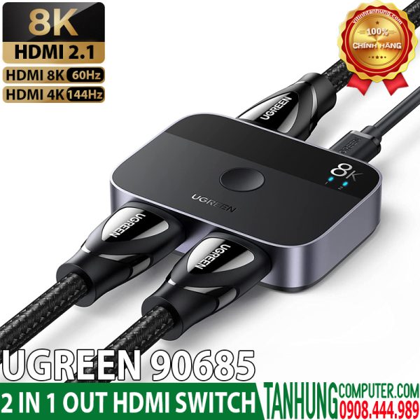 Bộ Gộp HDMI  2.1 8K@60Hz 2 In 1 Out Ugreen 90385 Chính hãng cao cấp