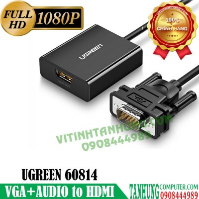 Cáp Chuyển VGA sang HDMI+Audio Ugreen 60814 Cao Cấp(dài 30cm, có cổng trợ nguồn Micro USB)