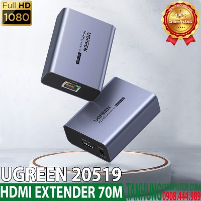 Bộ Chuyển HDMI Qua Cáp Mạng 70M Ugreen 20519 Hỗ Trợ FullHD 1080P@60Hz
