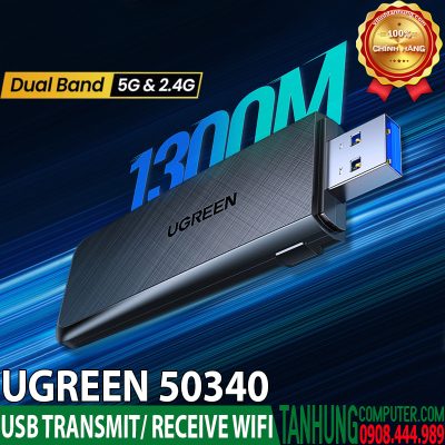 USB Wifi Ugreen 50340 Băng tần kép 5G & 2.4G chính hãng cao cấp