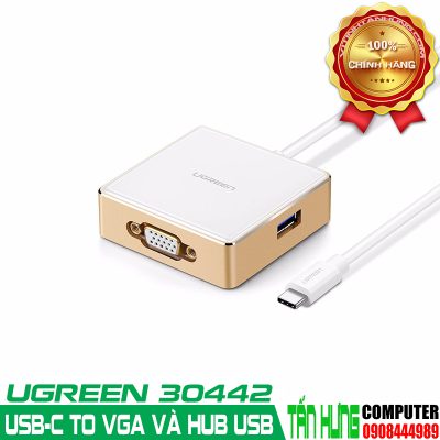 Cáp Chuyển USB Type-C to VGA tích hợp Hub USB 3.0 Cao Cấp Ugreen 30442