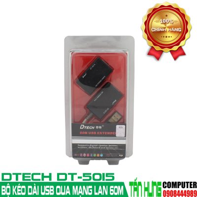 Bộ Kéo Dài USB Qua Đường Dây Mạng 60M Cao Cấp DTECH DT-5015