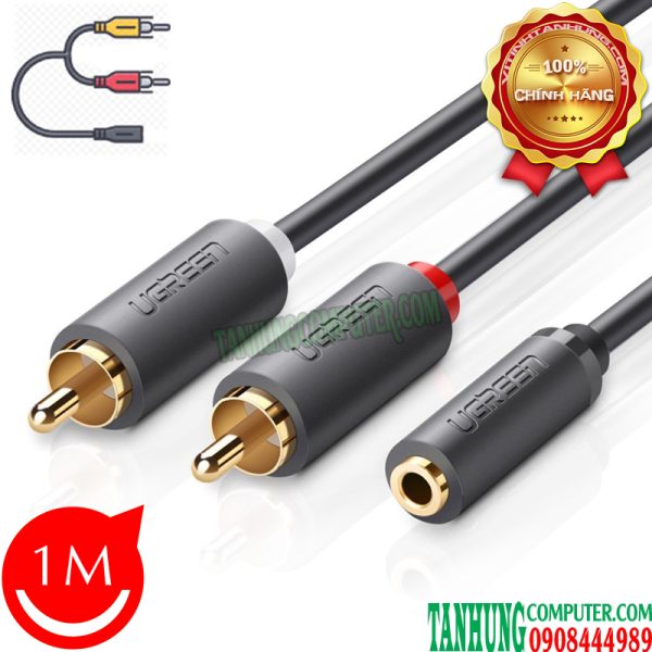 Cáp Audio 3.5mm (ÂM) to RCA 1M Ugreen 10588 Chính hãng cao cấp