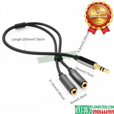 Cáp chia Audio 3.5mm 1 ra 2 cao cấp Ugreen 10532