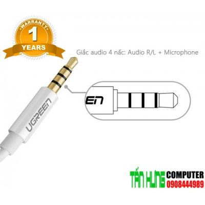 Cáp chia Audio và Microphone mạ vàng cao cấp chính hãng Ugreen 10789