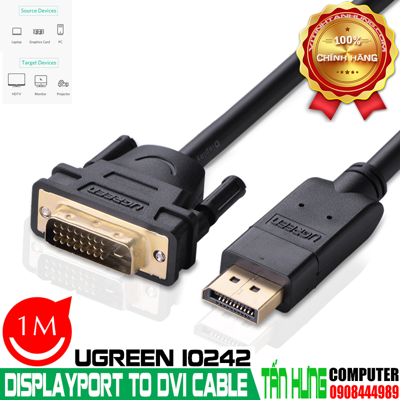 ap-chuyen-displayport-to-dvi-24-1-dai-1m-cao-cap-chinh-hang-ugreen-10242