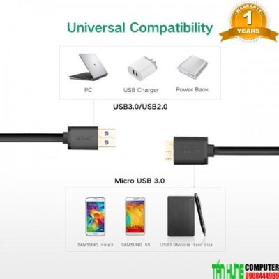 Cáp USB 3.0 sang Micro USB 3.0 Ugreen 10843 dài 2M cao cấp chính hãng