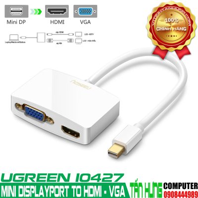 Cáp Mini Displayport to HDMI và VGA cho Macbook cao cấp chính hãng Ugreen 10427