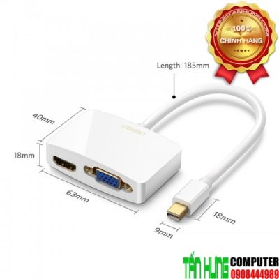 Cáp Mini Displayport to HDMI và VGA cho Macbook cao cấp chính hãng Ugreen 10427