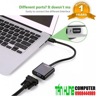 Cáp chuyển đổi Mini Displayport to VGA chính hãng Ugreen 10459 Cao cấp (màu đen)