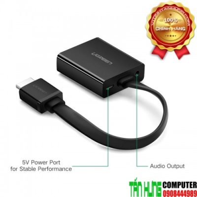 Cáp chuyển HDMI to VGA+Audio cao cấp hỗ trợ Full HD Ugreen 40248 (vỏ nhựa)