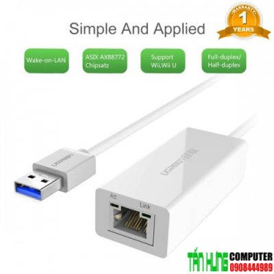 Cáp chuyển USB 3.0 to Lan hỗ trợ 10/100/1000 Mbps Ugreen 20255