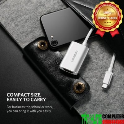 Cáp chuyển USB-C to VGA Ugreen 40866 - Full HD 1080p@60Hz; 1920x1080P (Vỏ nhôm, có cổng sạc Type-C)