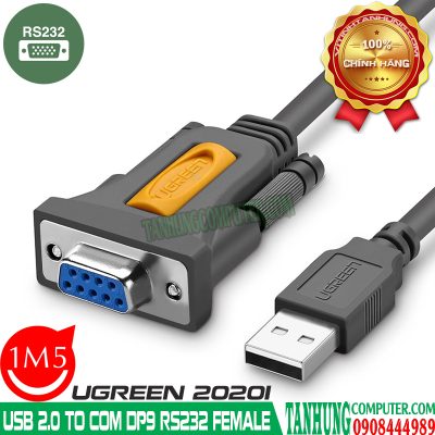 Cáp Chuyển USB to Com RS232 Cổng Âm Dài 1m5 Cao Cấp Ugreen 20201