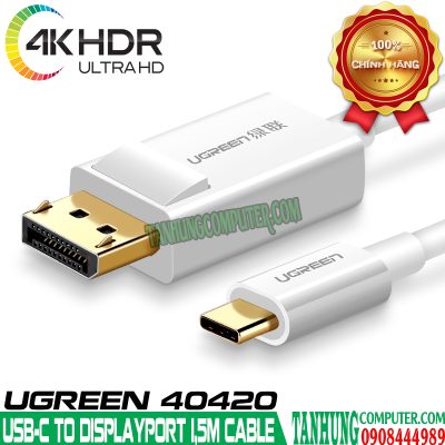 Cáp Chuyển USB Type C to Displayport Cao Cấp 4K Dài 1,5M Ugreen 40420 - White
