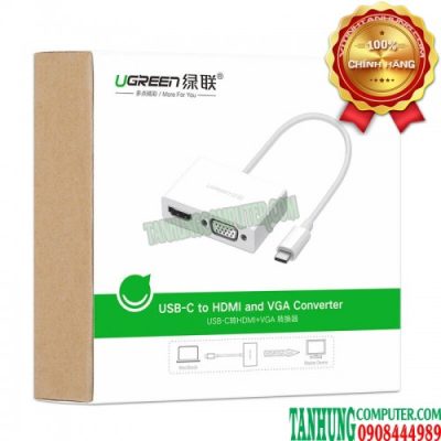 Cáp Chuyển USB Type-C to HDMI và VGA 4K x 2K Cao Cấp Ugreen 30843