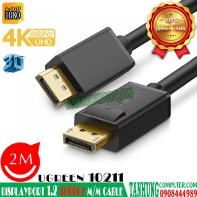 Cáp DisplayPort V1.2 2M Hỗ trợ 3D 4K60Hz Ugreen 10211