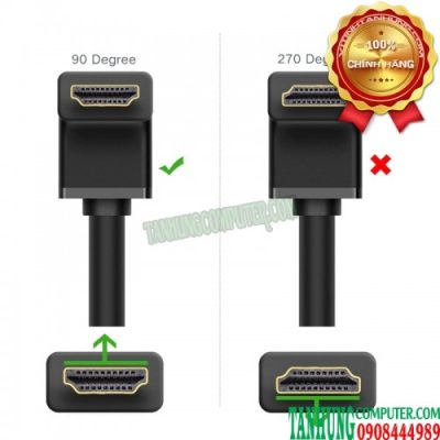 Cáp HDMI 1.4 Dài 2M Đầu Bẻ Góc Vuông Cao Cấp Ugreen 10173 (Bẻ Xuống)