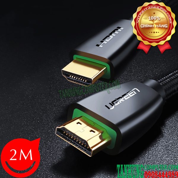 Cáp HDMI 2.0 Dài 2M Cao Cấp Ugreen 40410 Hỗ Trợ 3D 4K