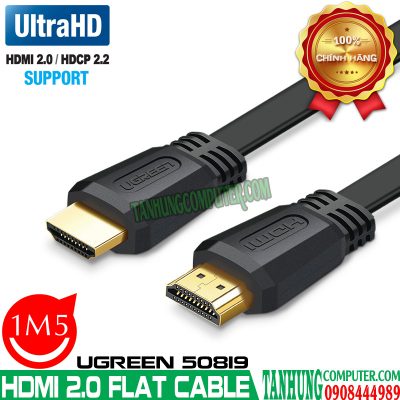Cáp HDMI 2.0 4K@60Hz Dây Dẹt Siêu Mỏng Dài 1M5 Ugreen 50819