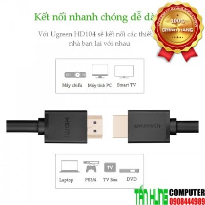 Cáp HDMI V1.4 Ethernet tốc độ cao 40M chính hãng Ugreen 40591/50764 - Thuần Đồng (Có chip khuếch đại)