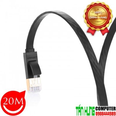 Cáp Mạng Cat 7 STP Dài 20M cao cấp Ugreen 11267 Dạng Dẹt Màu Đen