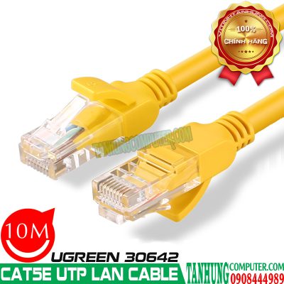 Cáp Mạng Đúc Sẵn Cat5e 10M Ugreen 30642 Màu Vàng Cao Cấp