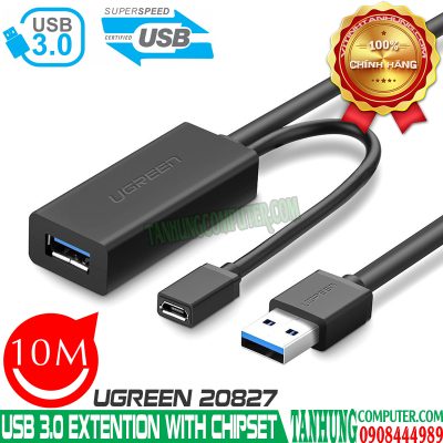 Cáp Nối Dài USB 3.0 10M có Chipset cao cấp Ugreen 20827