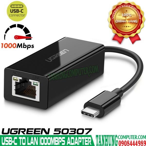 Cáp USB-C sang LAN 1Gbps Cao Cấp Ugreen 50307