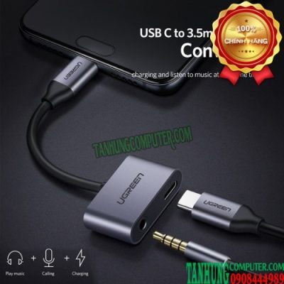 Cáp USB-C to Audio 3.5mm Hỗ Trợ Cổng Sạc Cao Cấp Ugreen 50596
