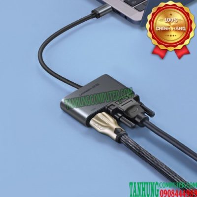 Cáp chuyển USB Type C To VGA+HDMI 4k Ugreen 50505 - Hỗ trợ sạc PD 100W+ USB 3.0( song song 2 màn hình) (NEW)