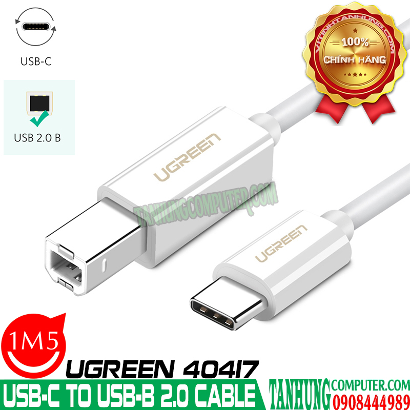 Cáp USB-C To USB-B 1.5M Ugreen 40417 - Tấn Hưng - Ugreen Việt Nam