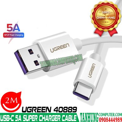 Cáp sạc nhanh USB Type C 5A Super Charger Dài 2M Ugreen 40889 Chính Hãng