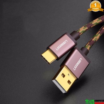 Cáp USB TYPE C Ugreen 40429 sạc và truyền dữ liệu bọc Jeans màu nâu cao cấp