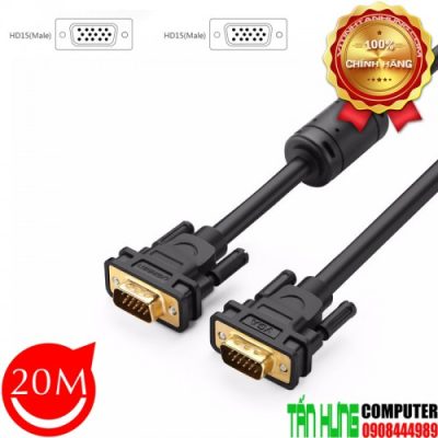Dây tín hiệu VGA Màn Hình,Máy Chiếu 20M 3+9C Cao Cấp Ugreen 11635 Thuần Đồng(15pin 2 lớp Coax RGB)