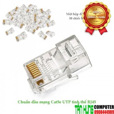 Đầu bấm mạng RJ45 Cat5, Cat5e cao cấp mạ vàng Ugreen 20331 (Hộp 50 cái)