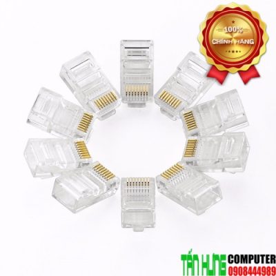 Đầu bấm mạng RJ45 Cat5e cao cấp mạ vàng Ugreen 20329 (Túi 10 cái)