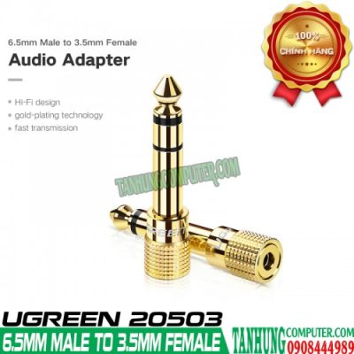 Đầu chuyển Audio 6.5mm to 3.5mm cao cấp mạ vàng 24K Ugreen 20503