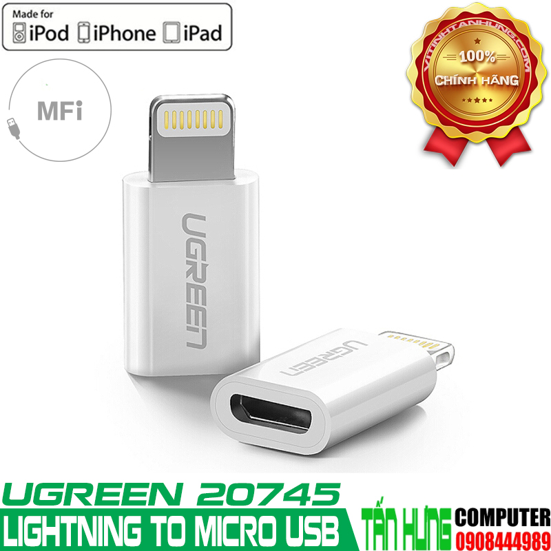 Đầu chuyển Lightning sang Micro USB chuẩn MFi Ugreen 20745 - Vi Tính Tấn  Hưng