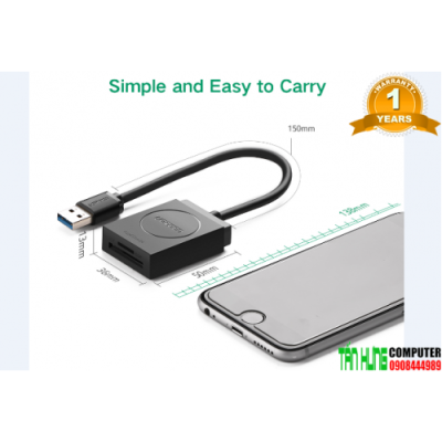 Đầu đọc thẻ nhớ Micro SD/ SD chuẩn USB 3.0 Ugreen 20250