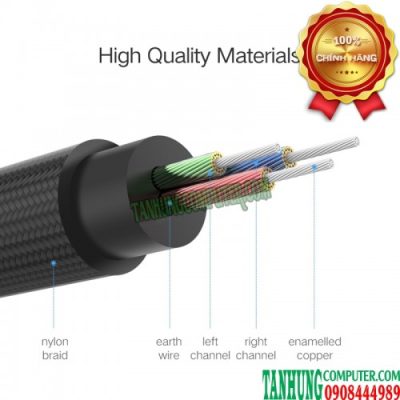 Dây AV 3.5mm (M/M) Ugreen 10685 dài 1M Đầu hợp kim bọc lưới cao cấp