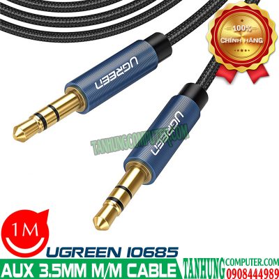 Dây AV 3.5mm (M/M) Ugreen 10685 dài 1M Đầu hợp kim bọc lưới cao cấp