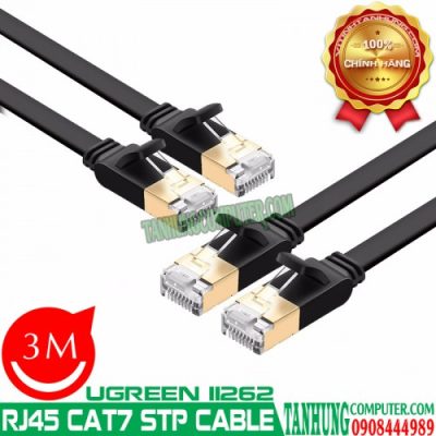 Cáp Mạng Cat 7 STP Dài 3M cao cấp Ugreen 11262 Dạng Dẹt Màu Đen