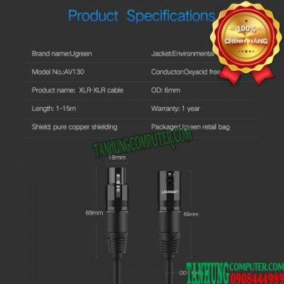 Dây Nối Dài MIC XLR Canon 1M Ugreen 20708