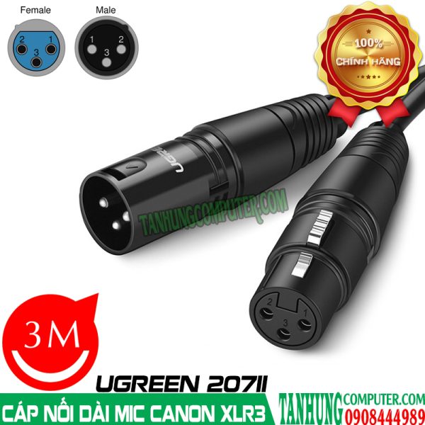 Dây Nối Dài MIC XLR Canon 3M Ugreen 20711