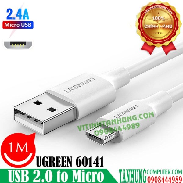 Cáp USB 2.0 to Micro USB, Màu Trắng, Dài 1m - UGREEN 60141